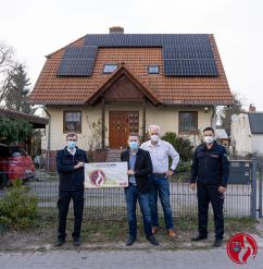v.l. Robin Hutzschenreuter (Stellv. Vorsitzender KFV LDS e.V.), Marvin Thieke (PV Thieke Handelsvertretung), Thomas Schmidt (Fachberater Solarmeisterei GmbH) und Mathias Liebe (Geschäftsführer KFV LDS e.V.)
